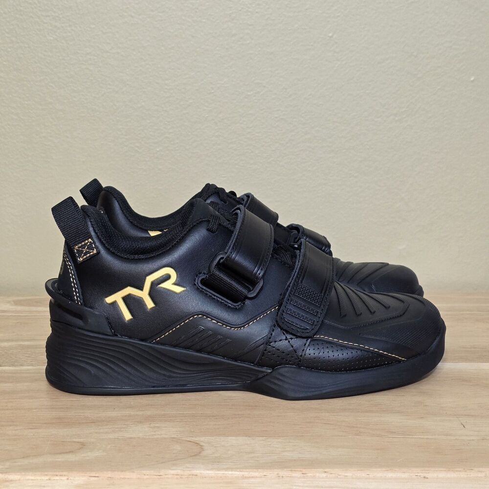TYR L-2 Lifter Weightlifting Shoes Black Gold Women's Size 7 Men's Size 5.5